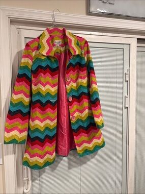 3 Sisters Multicolor Zigzag jacket with Pink Lining